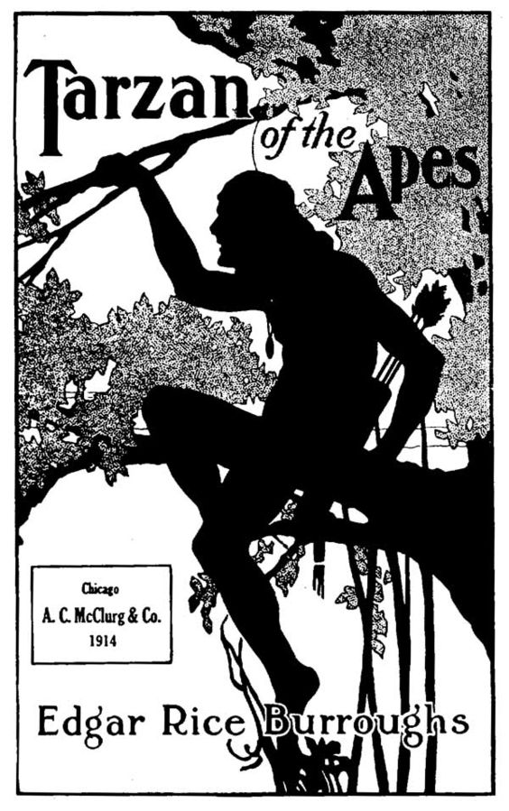 "Tarzan of the Apes" contraportada de la novela de Burroughs (1914)